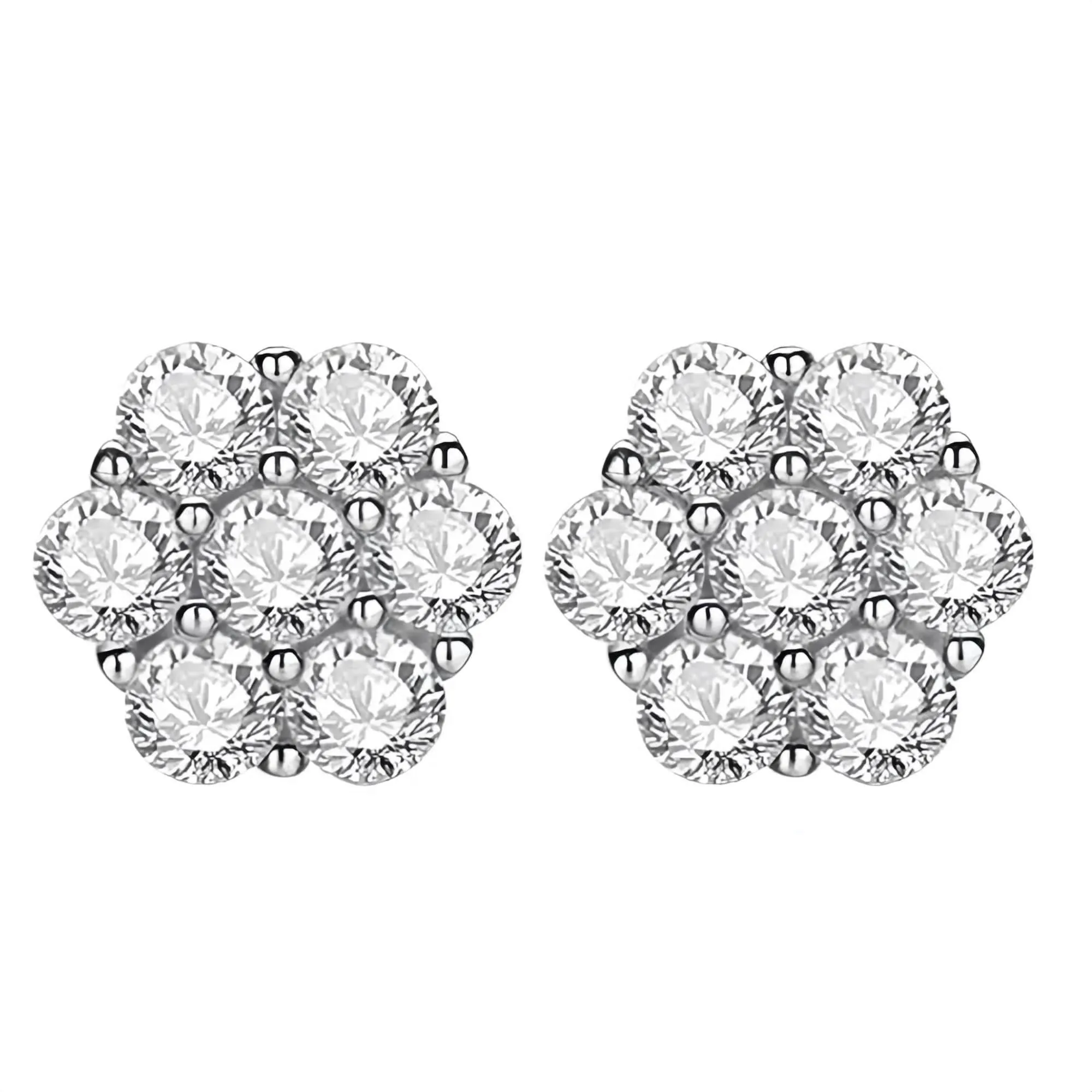 Floral Cluster Earrings (Silver, Stud)