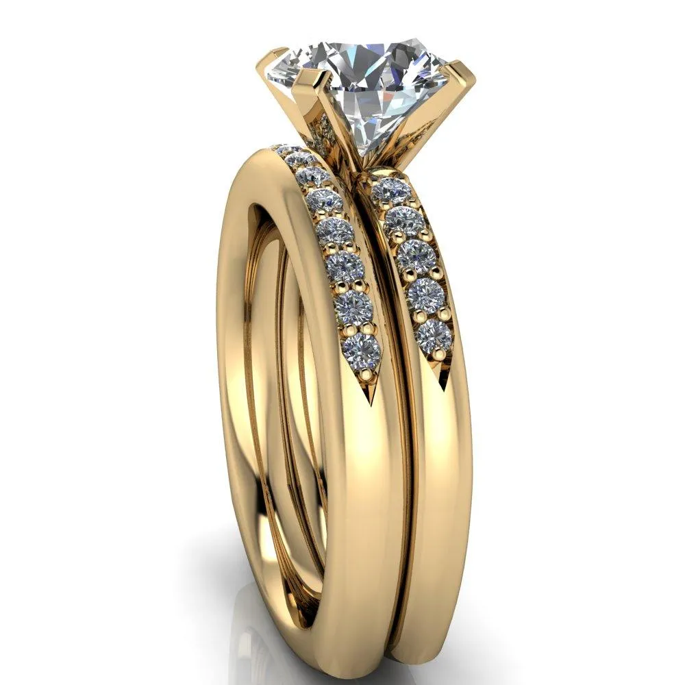 Florence Round Center Stone 4 Prong Diamond Chanel Half Eternity Engagement Ring