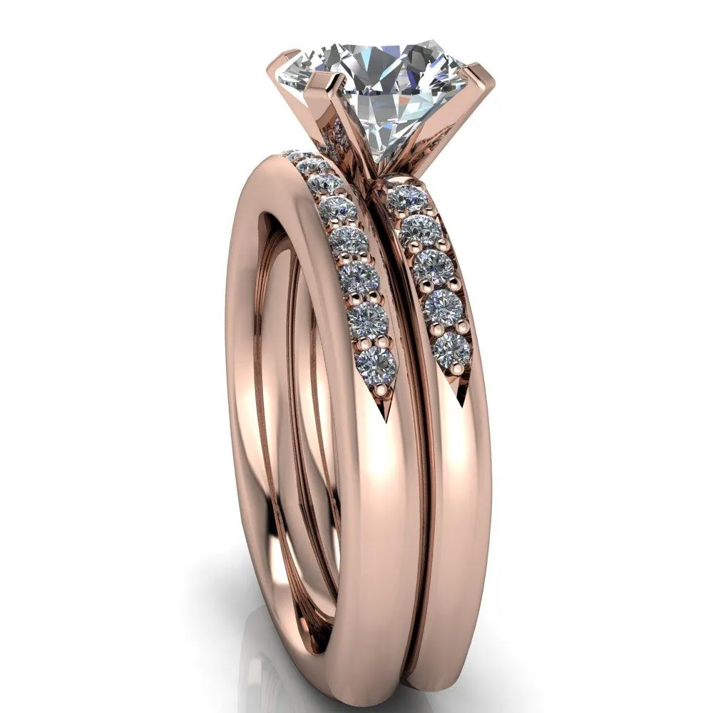 Florence Round Center Stone 4 Prong Diamond Chanel Half Eternity Engagement Ring