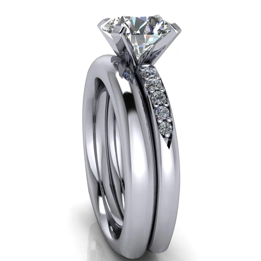 Florence Round Center Stone 4 Prong Diamond Chanel Half Eternity Engagement Ring
