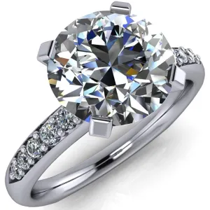 Florence Round Center Stone 4 Prong Diamond Chanel Half Eternity Engagement Ring