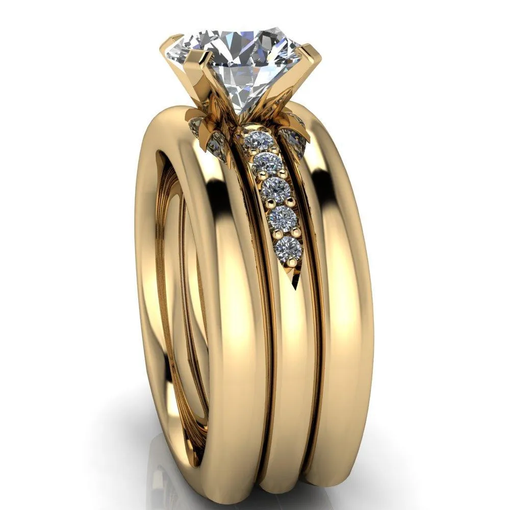 Florence Round Center Stone 4 Prong Diamond Chanel Half Eternity Engagement Ring