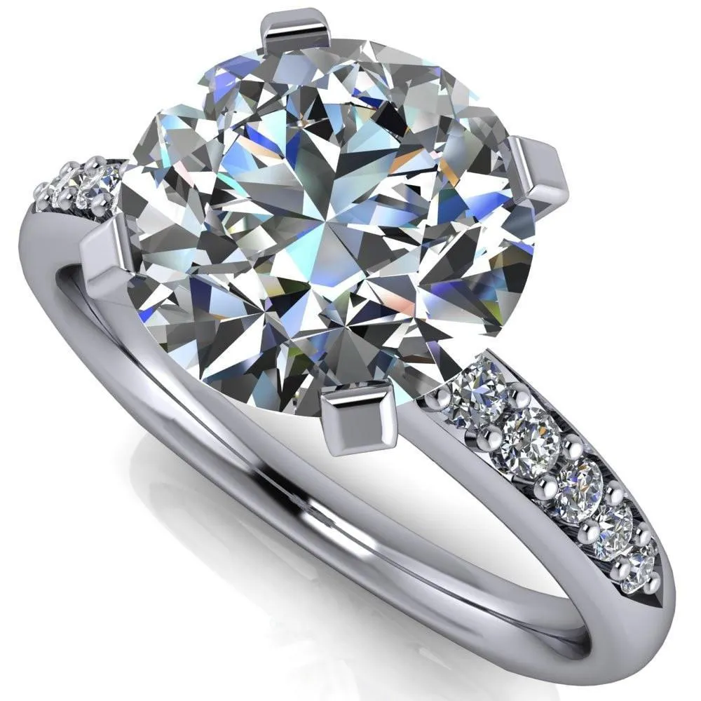 Florence Round Center Stone 4 Prong Diamond Chanel Half Eternity Engagement Ring