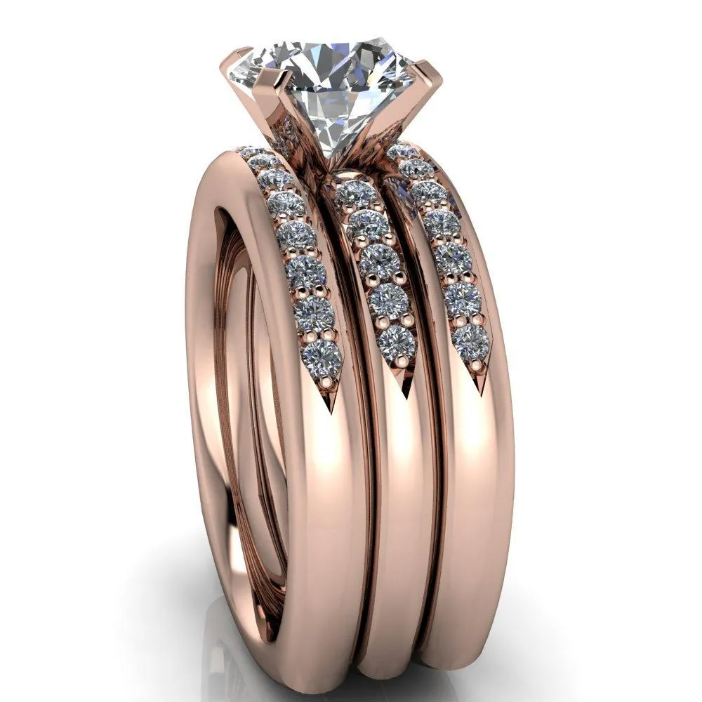 Florence Round Center Stone 4 Prong Diamond Chanel Half Eternity Engagement Ring