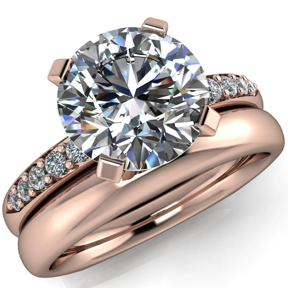 Florence Round Center Stone 4 Prong Diamond Chanel Half Eternity Engagement Ring