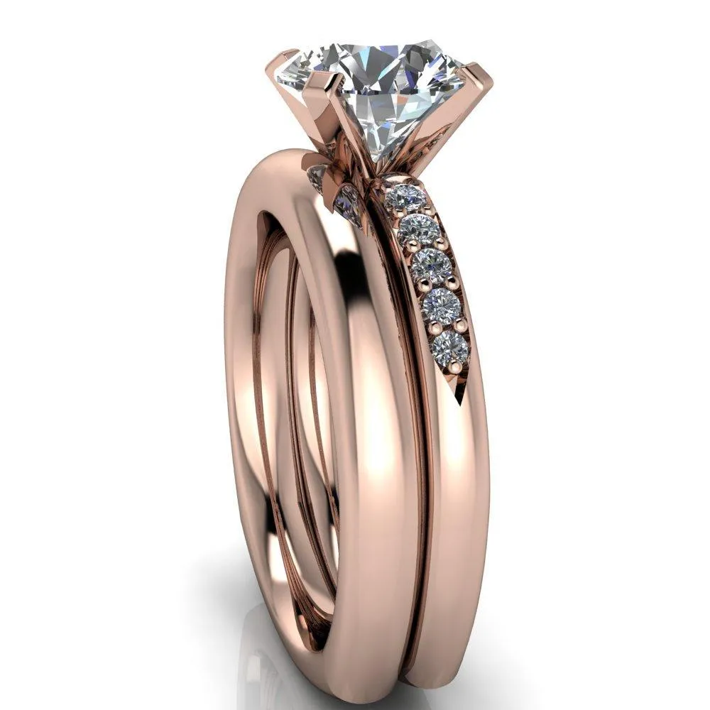 Florence Round Center Stone 4 Prong Diamond Chanel Half Eternity Engagement Ring