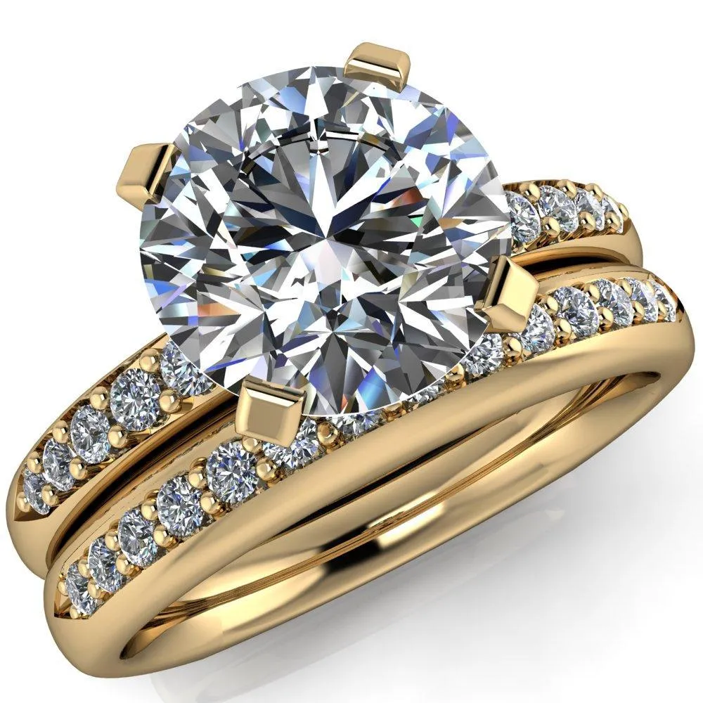 Florence Round Center Stone 4 Prong Diamond Chanel Half Eternity Engagement Ring