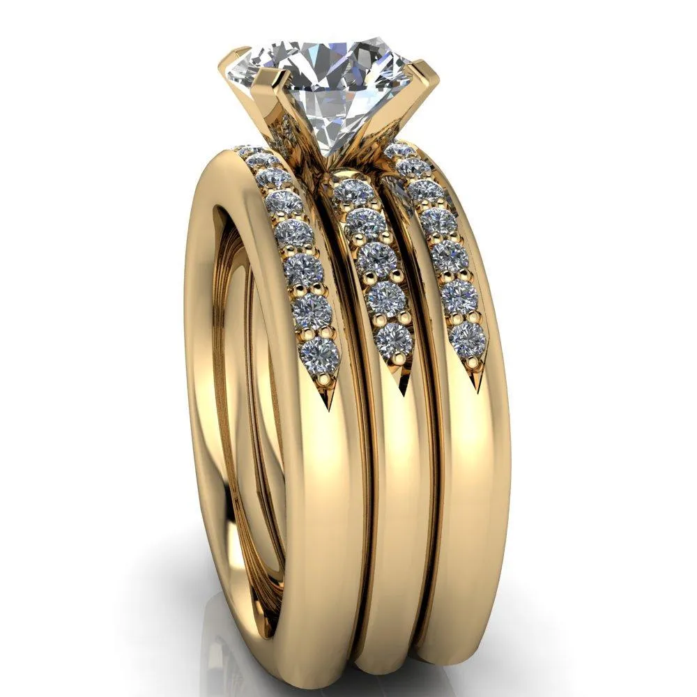Florence Round Center Stone 4 Prong Diamond Chanel Half Eternity Engagement Ring