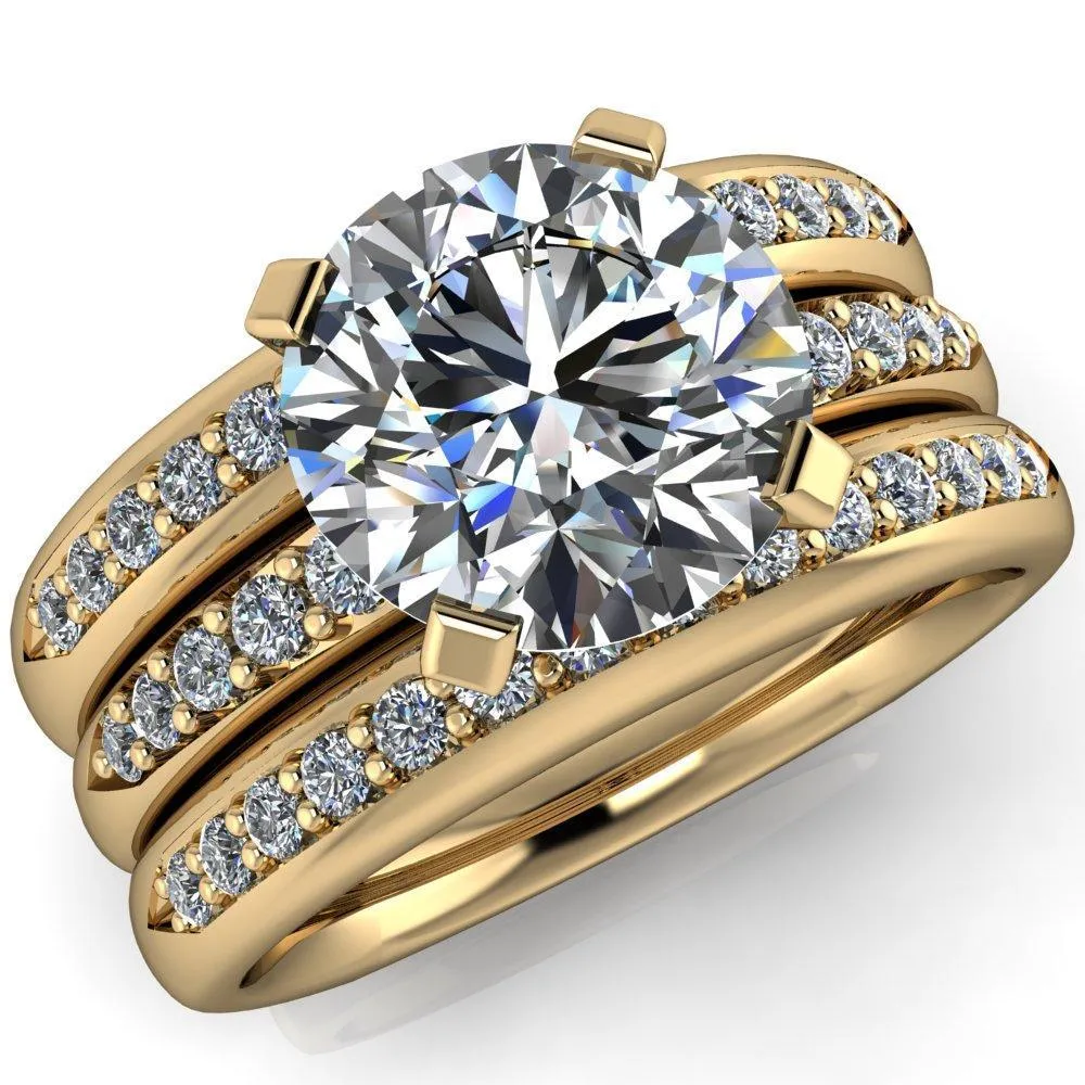 Florence Round Center Stone 4 Prong Diamond Chanel Half Eternity Engagement Ring