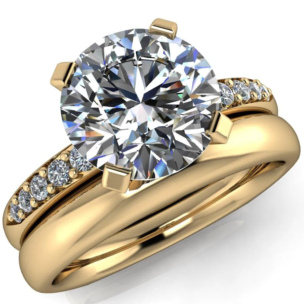 Florence Round Center Stone 4 Prong Diamond Chanel Half Eternity Engagement Ring