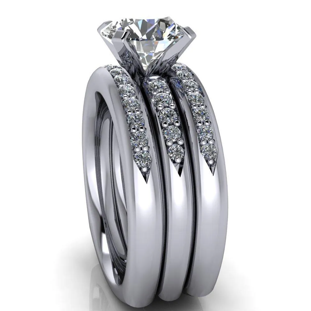 Florence Round Center Stone 4 Prong Diamond Chanel Half Eternity Engagement Ring