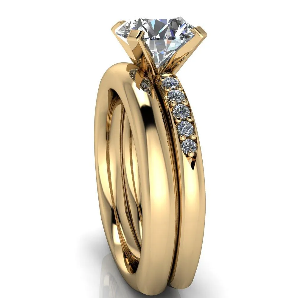 Florence Round Center Stone 4 Prong Diamond Chanel Half Eternity Engagement Ring