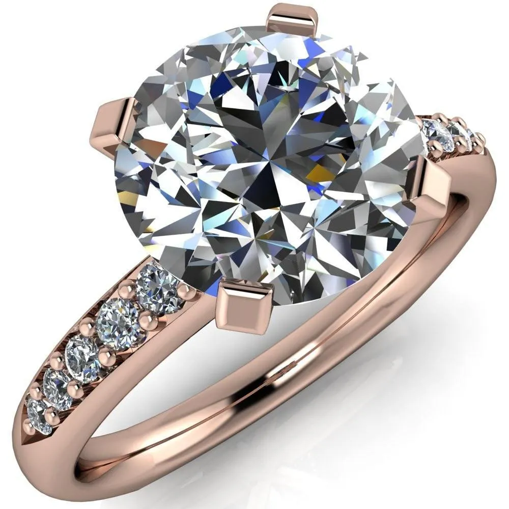 Florence Round Center Stone 4 Prong Diamond Chanel Half Eternity Engagement Ring