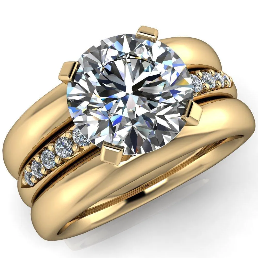 Florence Round Center Stone 4 Prong Diamond Chanel Half Eternity Engagement Ring