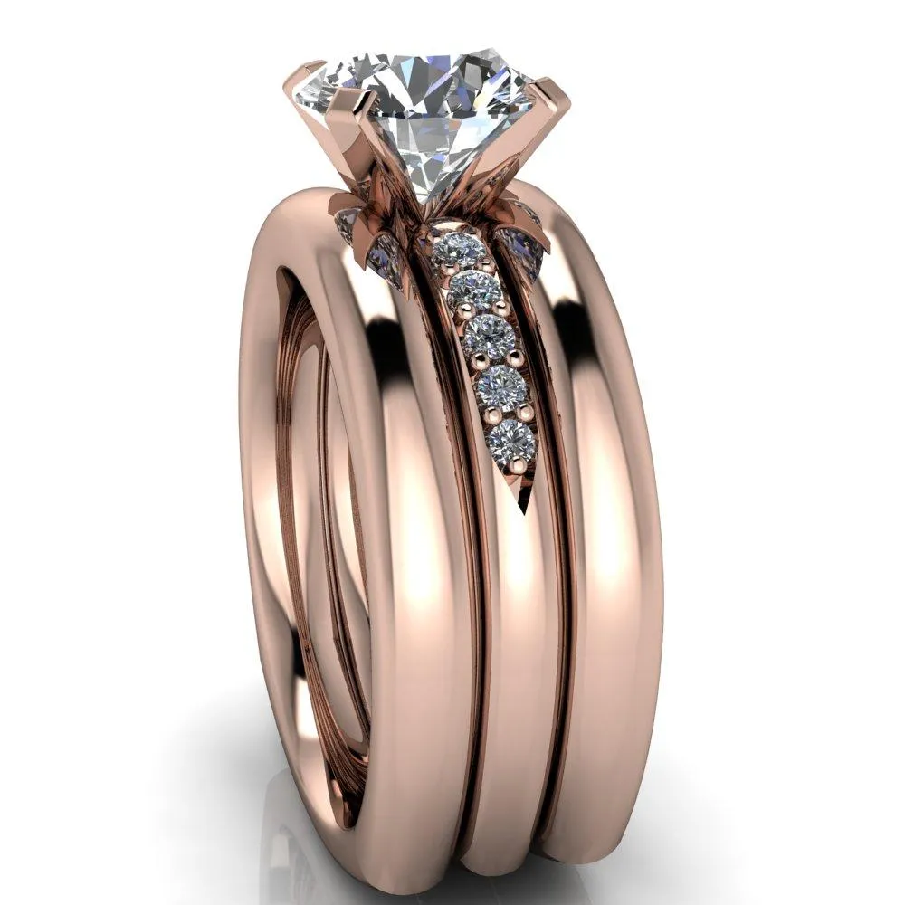 Florence Round Center Stone 4 Prong Diamond Chanel Half Eternity Engagement Ring