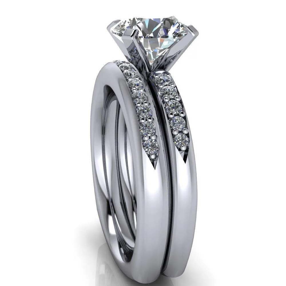 Florence Round Center Stone 4 Prong Diamond Chanel Half Eternity Engagement Ring