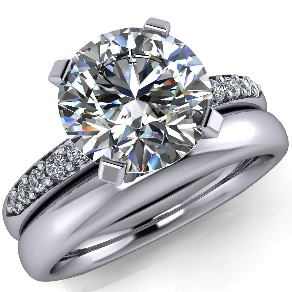 Florence Round Center Stone 4 Prong Diamond Chanel Half Eternity Engagement Ring