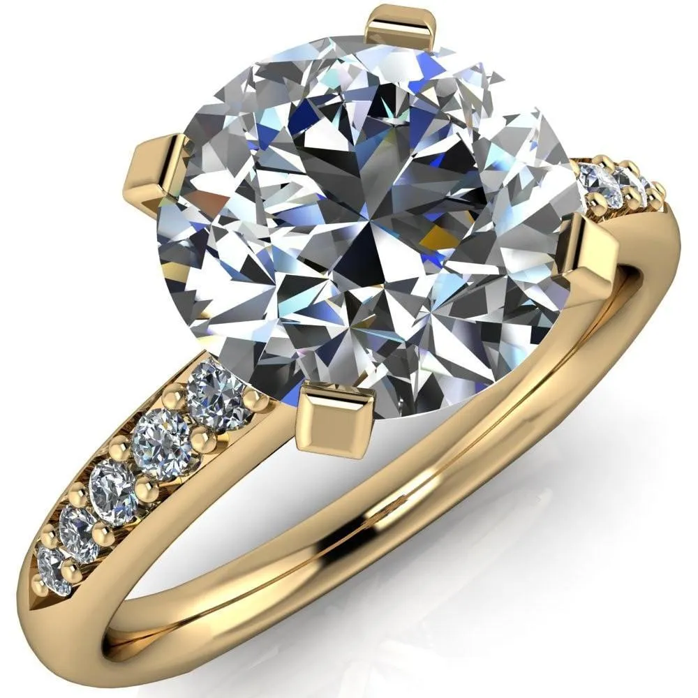 Florence Round Center Stone 4 Prong Diamond Chanel Half Eternity Engagement Ring