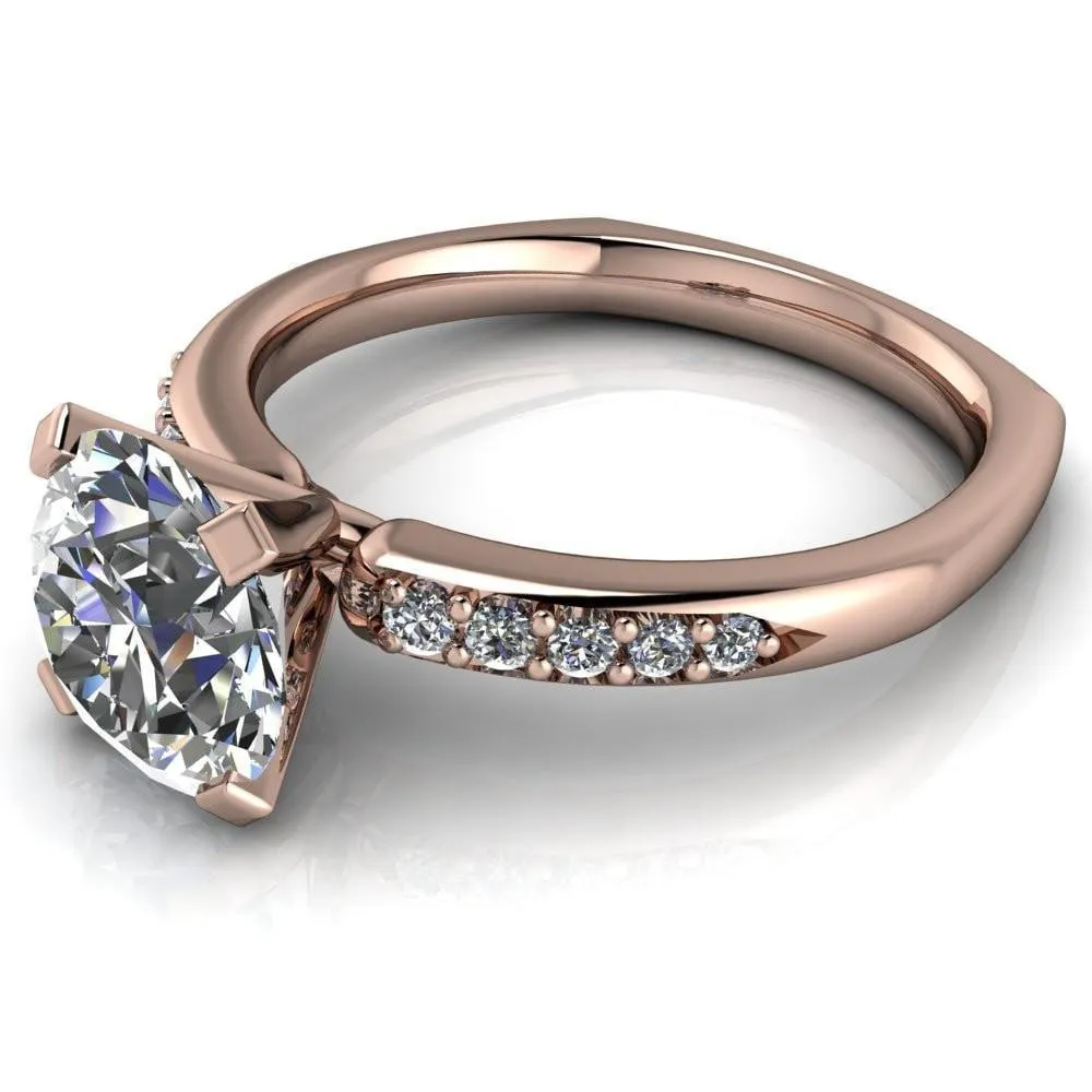 Florence Round Center Stone 4 Prong Diamond Chanel Half Eternity Engagement Ring