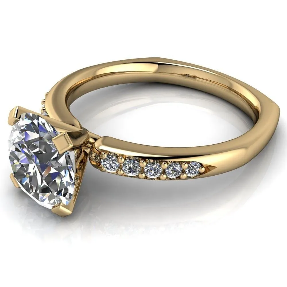 Florence Round Center Stone 4 Prong Diamond Chanel Half Eternity Engagement Ring
