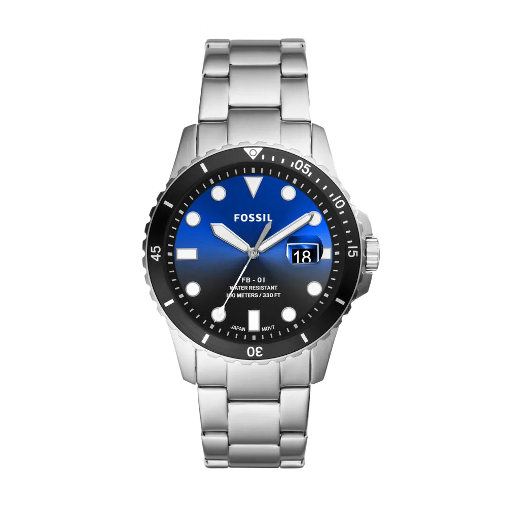 Fossil FB-01 Blue Dial Stainless Steel Mens Watch
