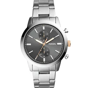Fossil Townsman Silver Stainless Steel Gray Dial Chronograph Quartz Watch for Gents - FS5407