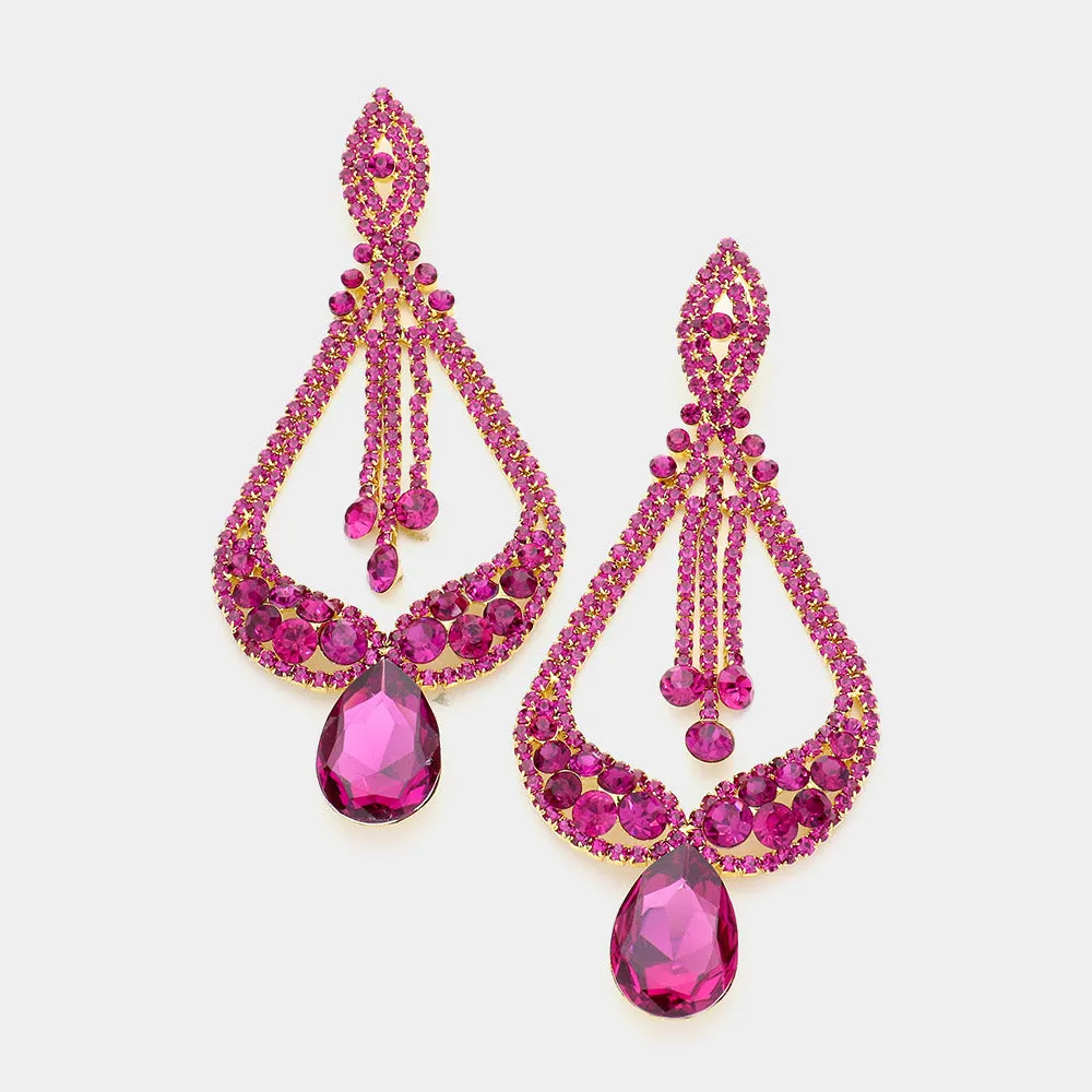 Fuchsia Crystal Pageant Earrings  | "Miss America" | 517128