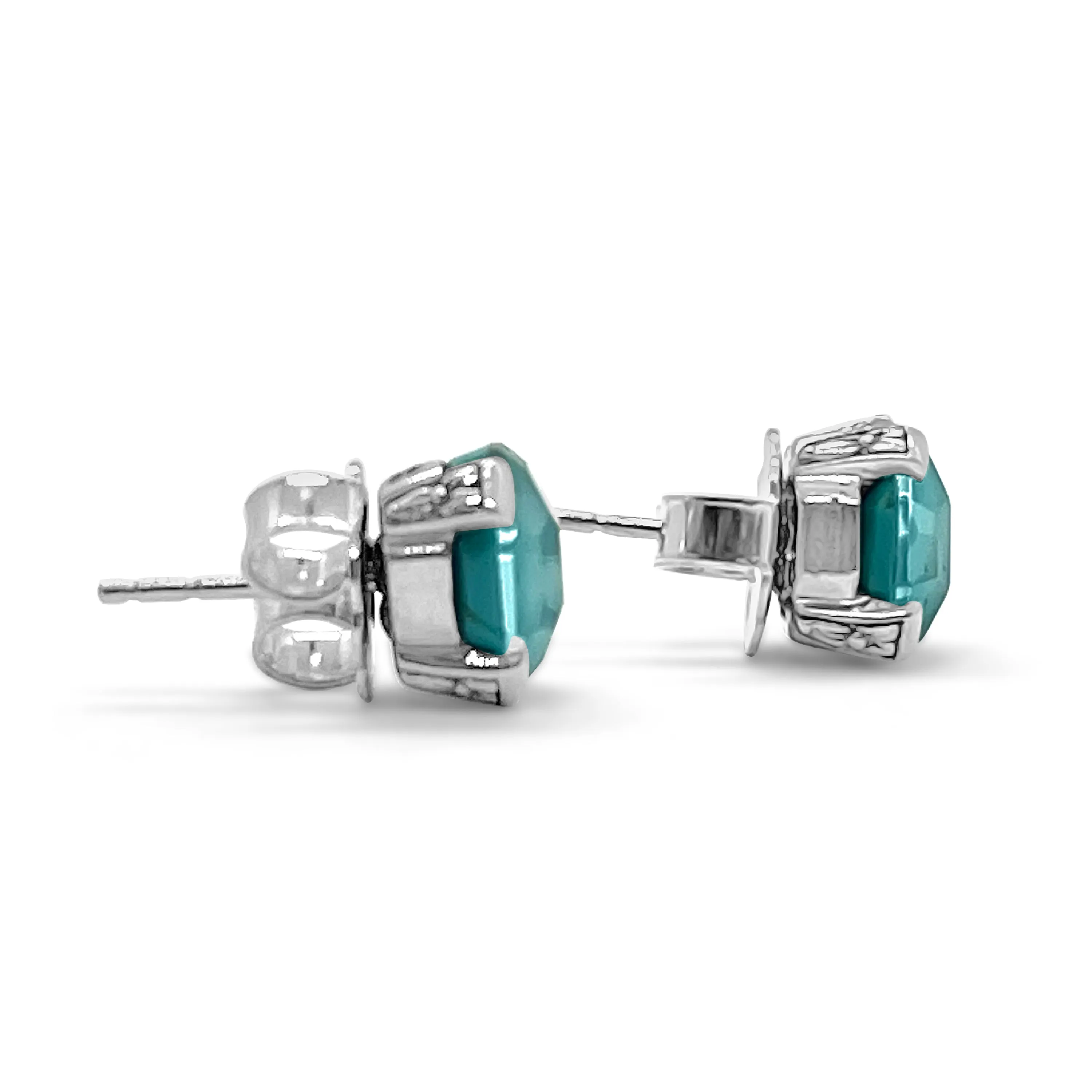 Galactical Freeform Crystal, Turquise Stud Earring in Sterling Silver