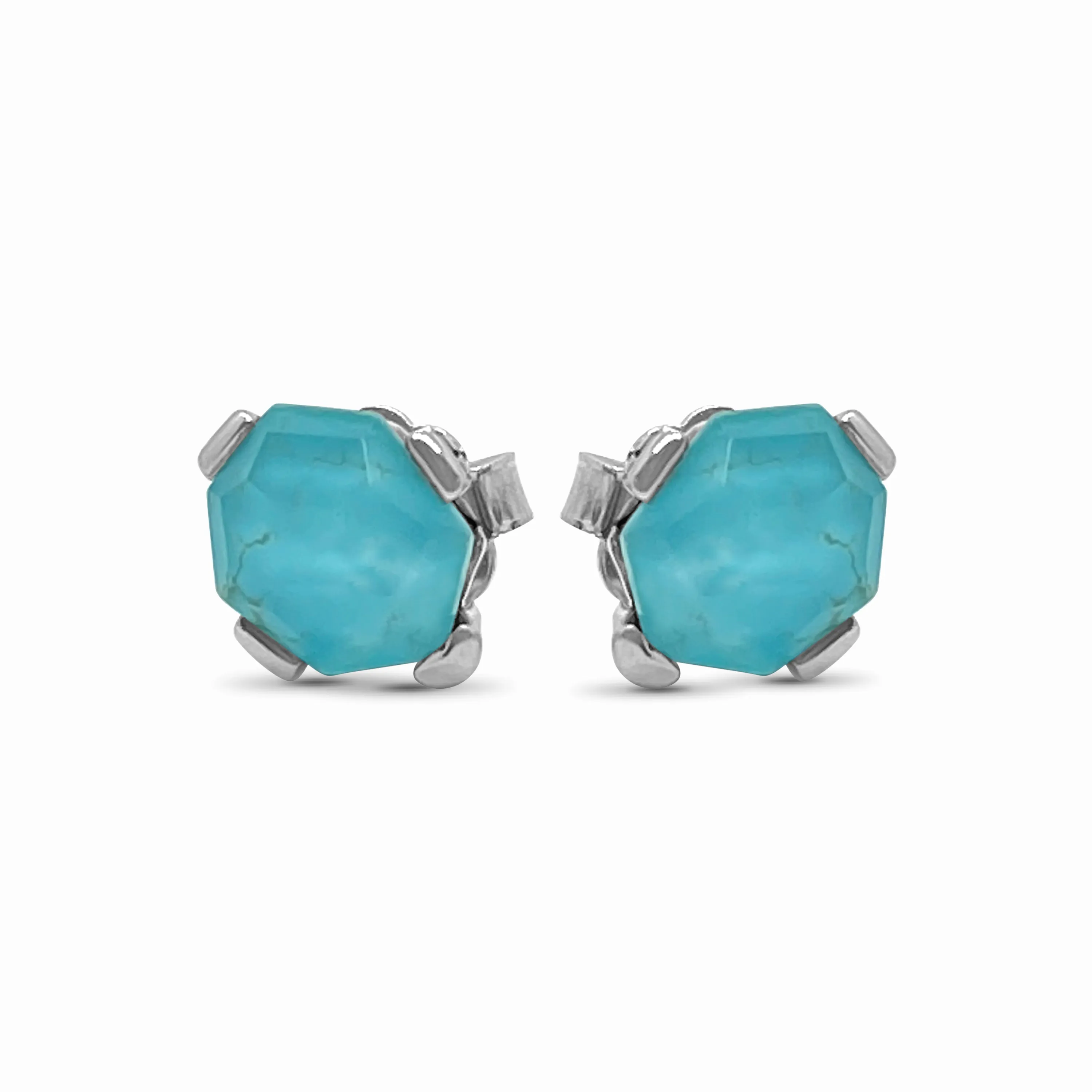 Galactical Freeform Crystal, Turquise Stud Earring in Sterling Silver
