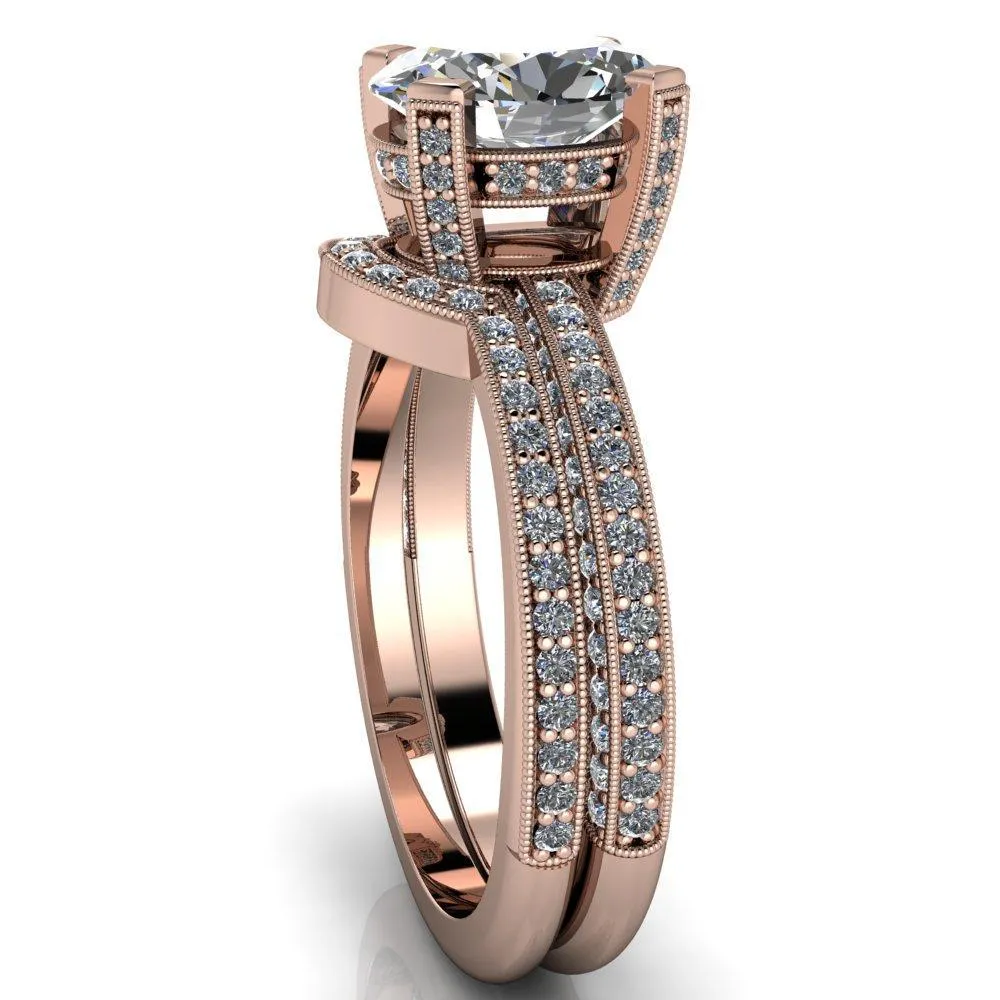 Garland Oval Center Stone Diamond Channel 4 Prong Ring