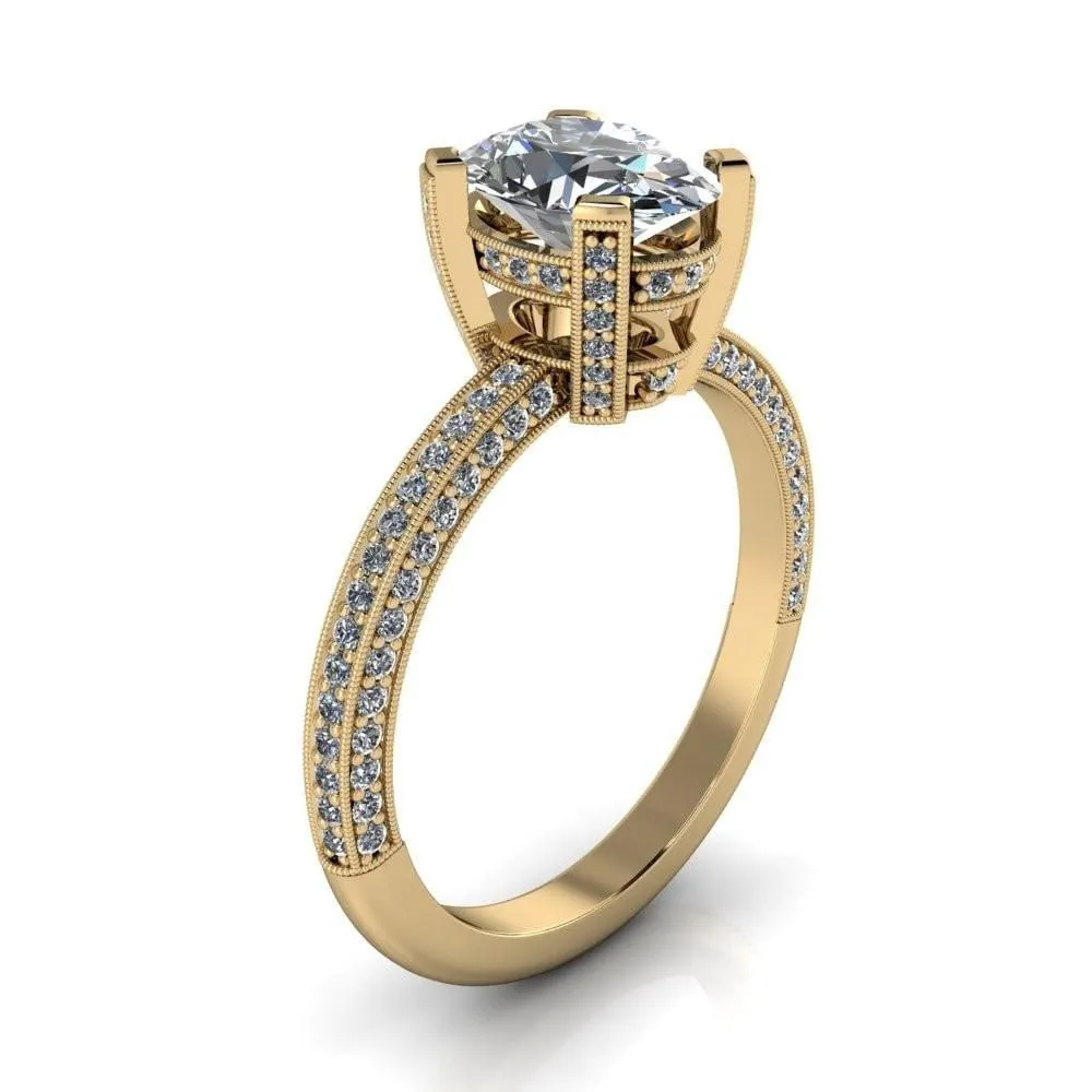 Garland Oval Center Stone Diamond Channel 4 Prong Ring
