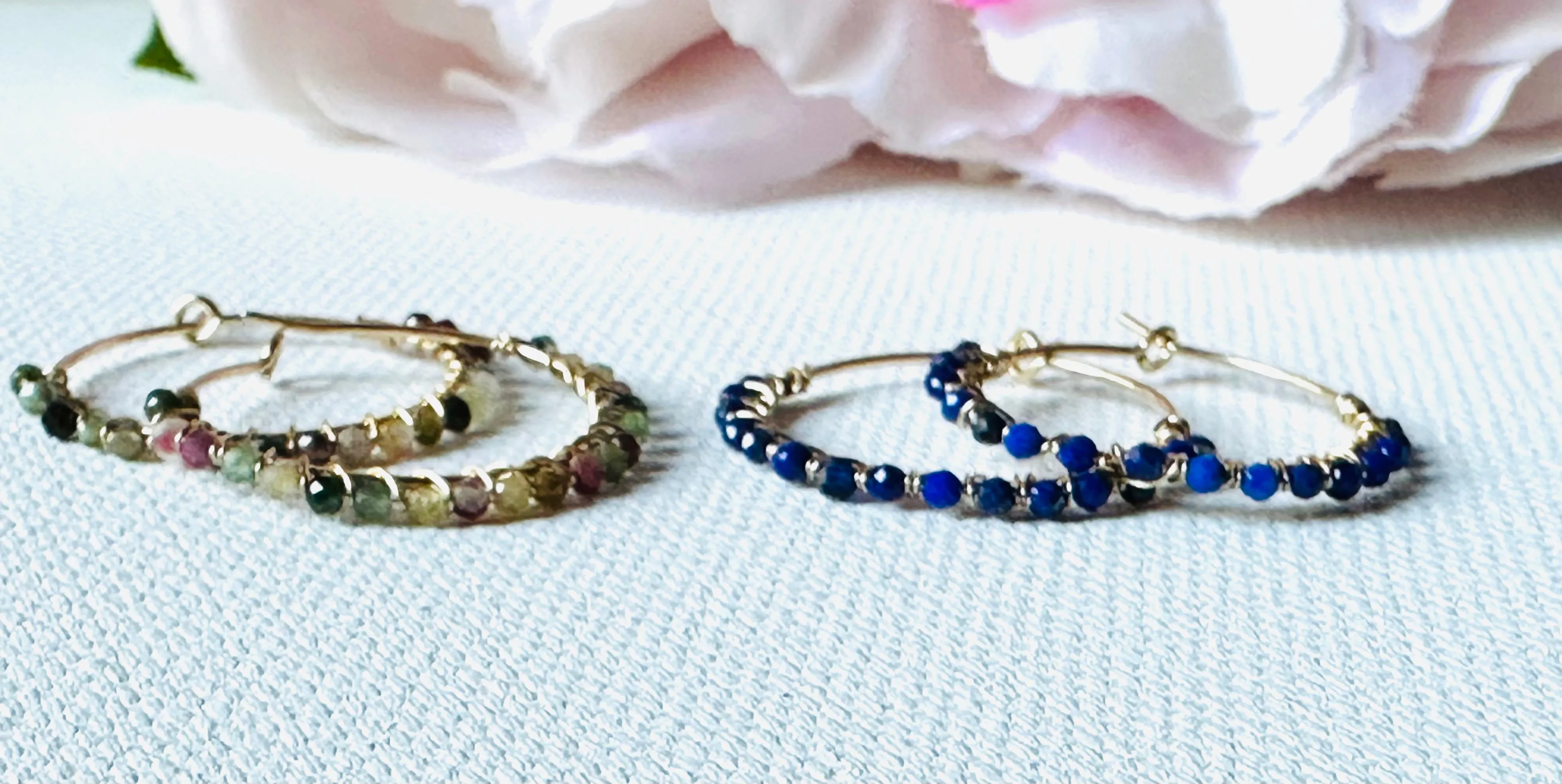 Gemstone Hoop Earrings, Gold Filled Earrings, Circle Earrings, Gemstone Hoop Earrings.