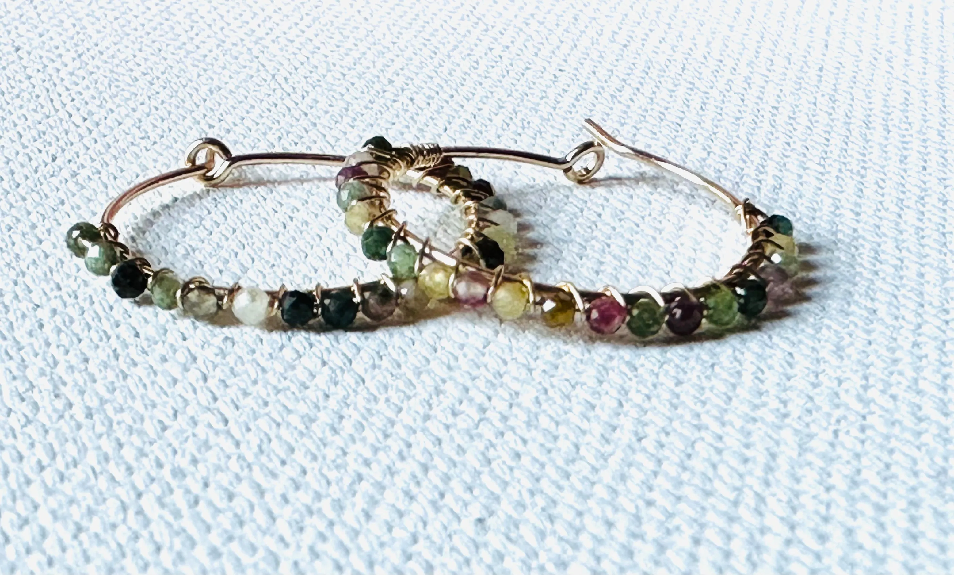 Gemstone Hoop Earrings, Gold Filled Earrings, Circle Earrings, Gemstone Hoop Earrings.