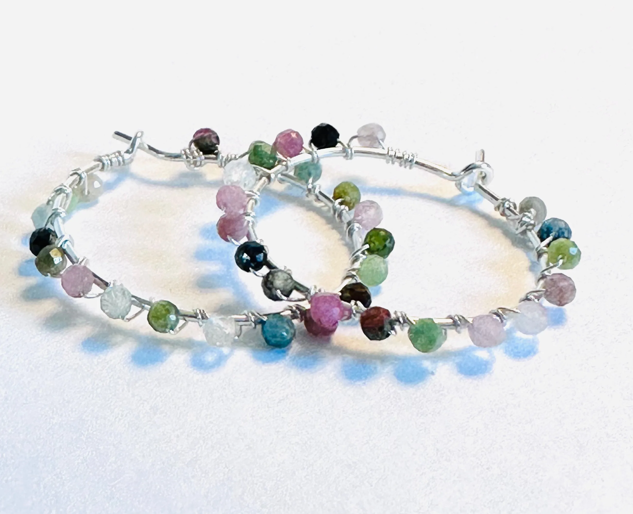 Gemstone Hoop Earrings, Gold Filled Earrings, Circle Earrings, Gemstone Hoop Earrings.