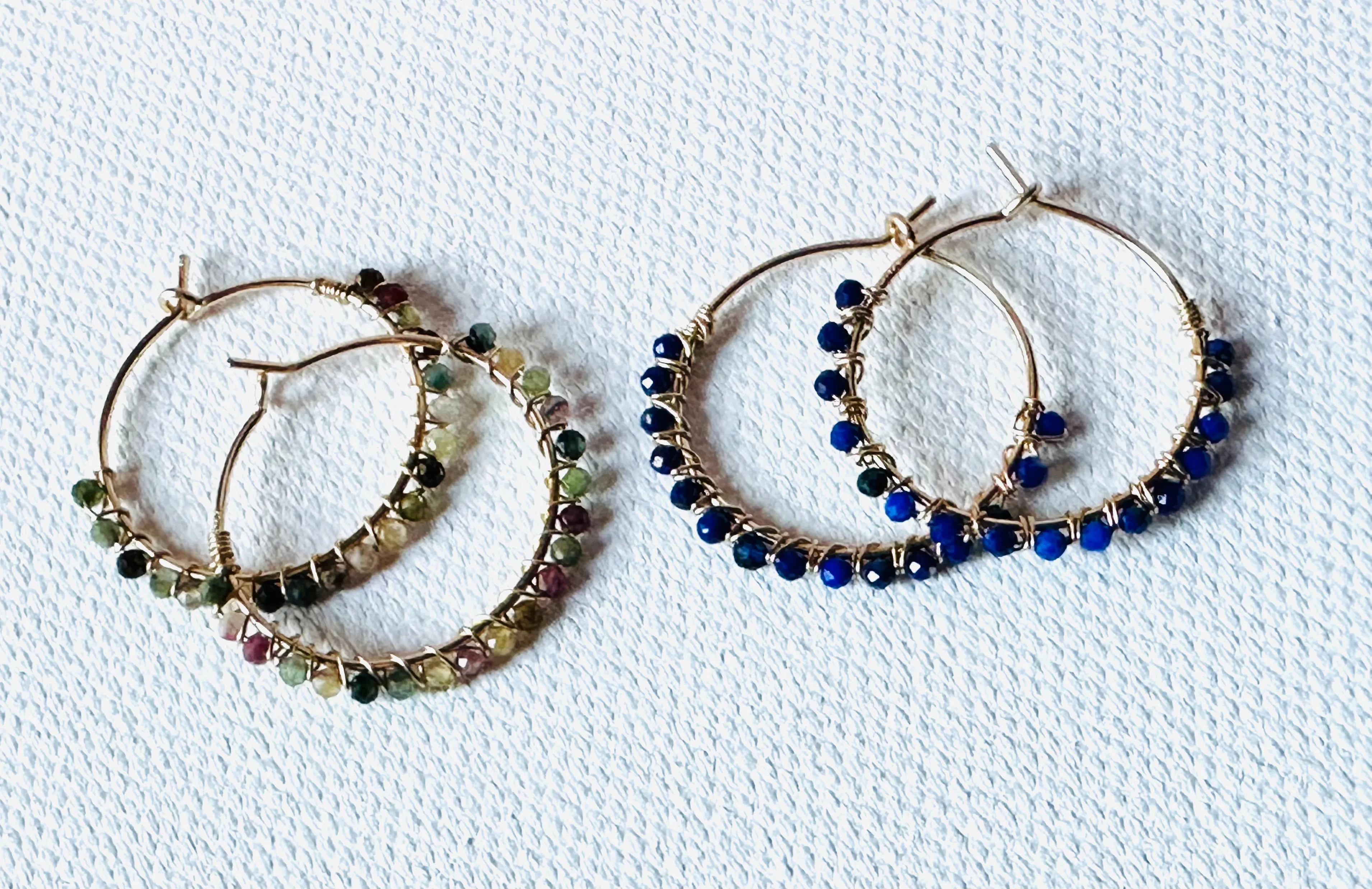 Gemstone Hoop Earrings, Gold Filled Earrings, Circle Earrings, Gemstone Hoop Earrings.