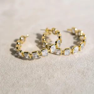 Gesuina Hoop Earrings in White Cubic Zirconia and Yellow Gold