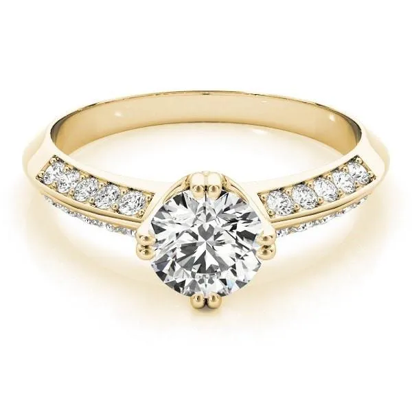 Gideon Round Center Stone Split Diamond Channel Double 4 Prong Engagement Ring