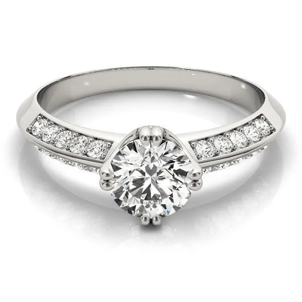 Gideon Round Center Stone Split Diamond Channel Double 4 Prong Engagement Ring