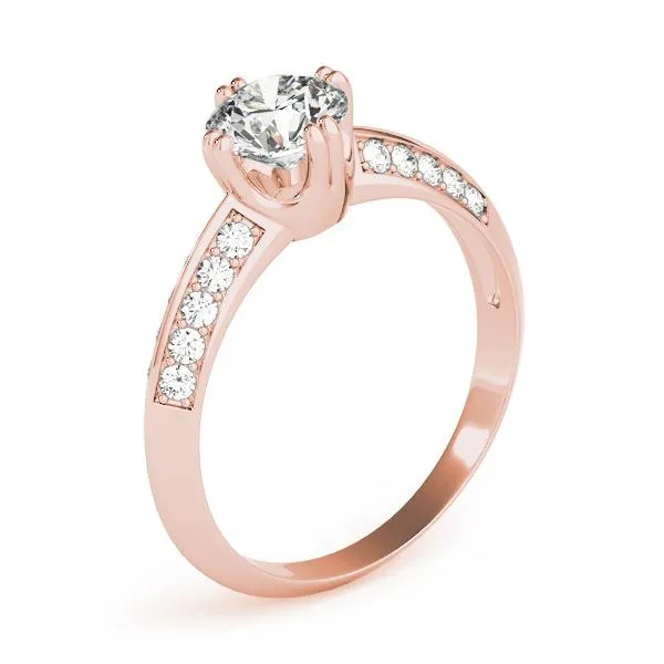 Gideon Round Center Stone Split Diamond Channel Double 4 Prong Engagement Ring
