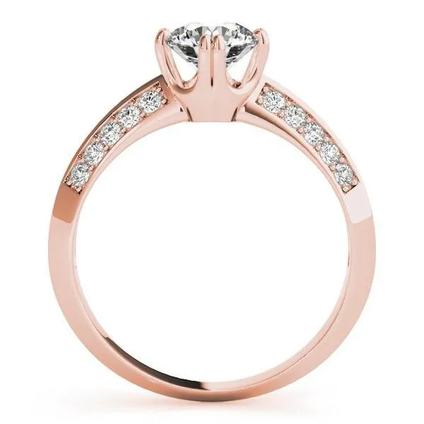 Gideon Round Center Stone Split Diamond Channel Double 4 Prong Engagement Ring