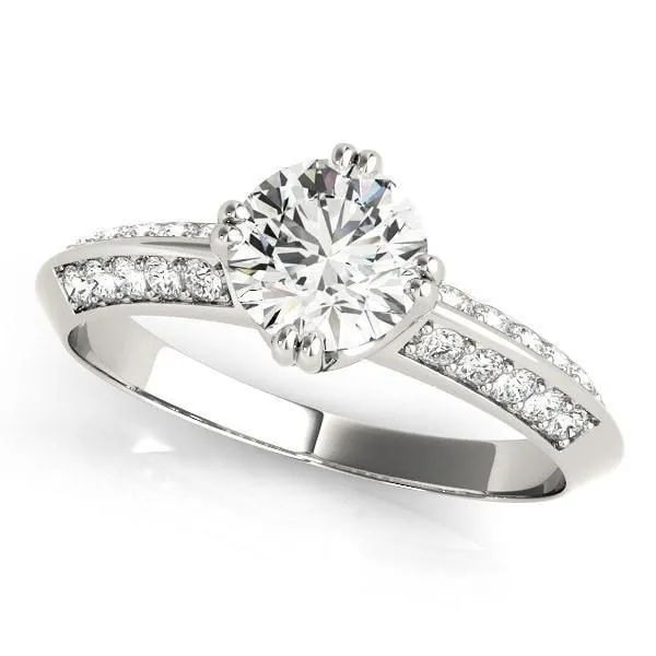 Gideon Round Center Stone Split Diamond Channel Double 4 Prong Engagement Ring