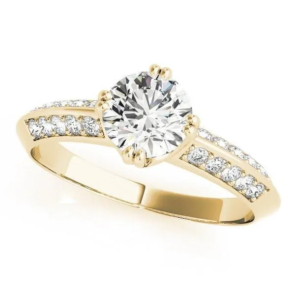 Gideon Round Center Stone Split Diamond Channel Double 4 Prong Engagement Ring