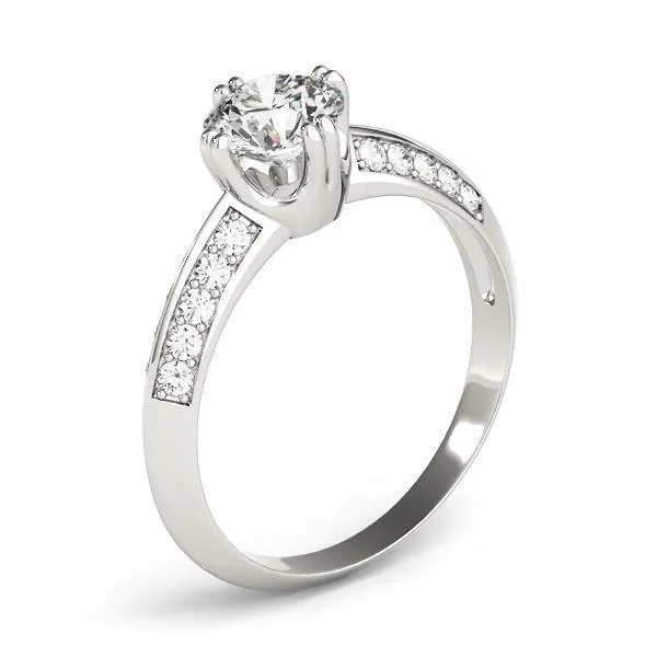 Gideon Round Center Stone Split Diamond Channel Double 4 Prong Engagement Ring