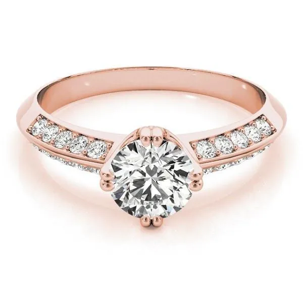 Gideon Round Center Stone Split Diamond Channel Double 4 Prong Engagement Ring
