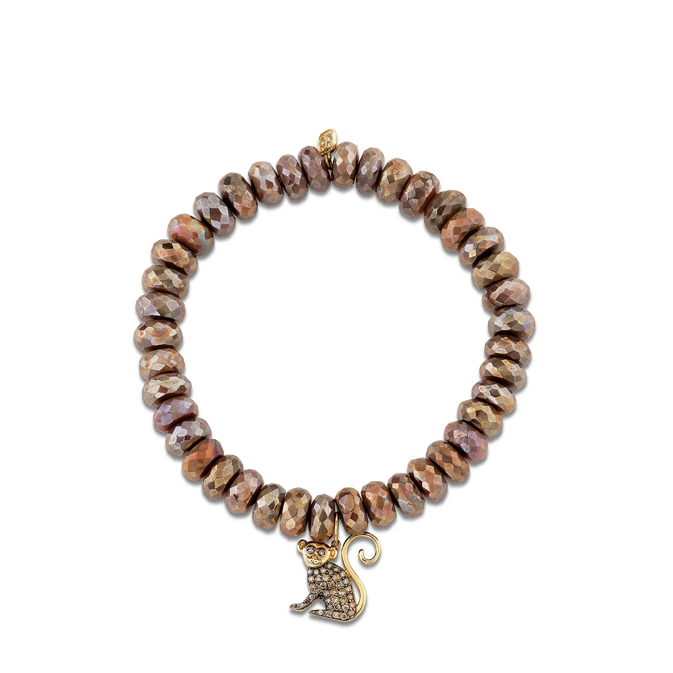 Gold & Brown Diamond Monkey on Moonstone