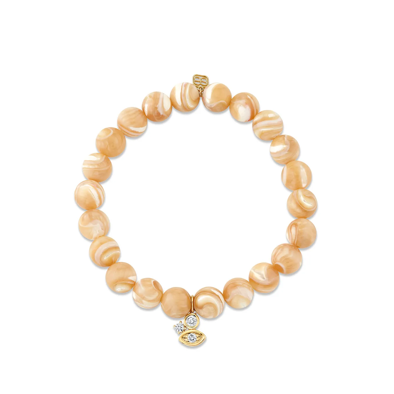Gold & Diamond Marquise Eye Bezel Prong Cluster on Mother of Pearl