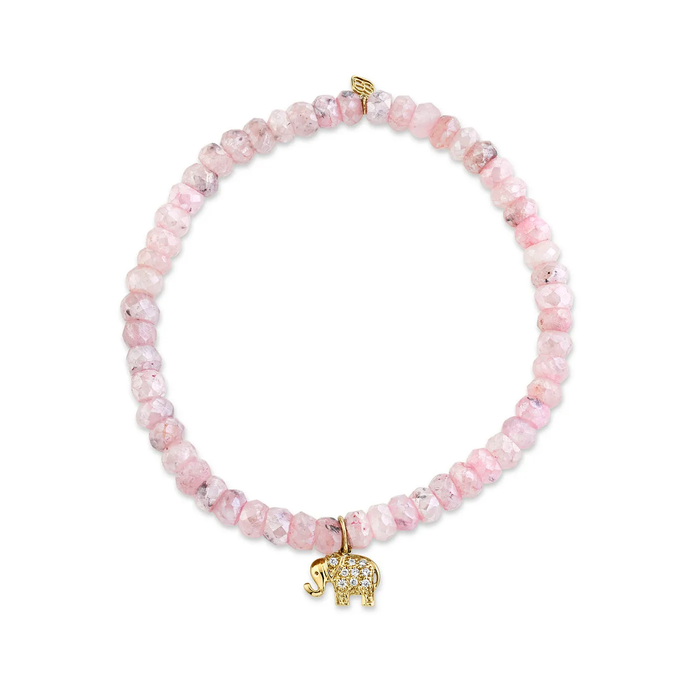 Gold & Diamond Mini Elephant on Mystic Pink Grapolite