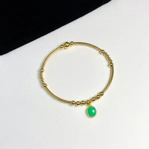 Gold Chrysoprase Gemstone Bracelet