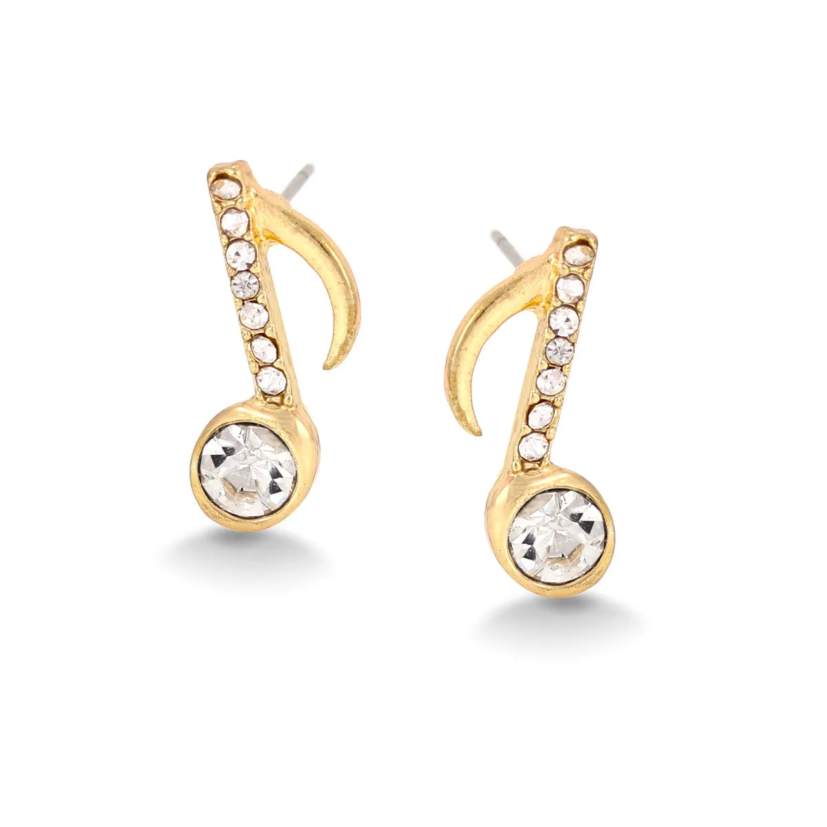 GOLD CRYSTAL MUSIC NOTE EARRINGS #SWR-CP2598 (GD8)