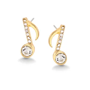 GOLD CRYSTAL MUSIC NOTE EARRINGS #SWR-CP2598 (GD8)